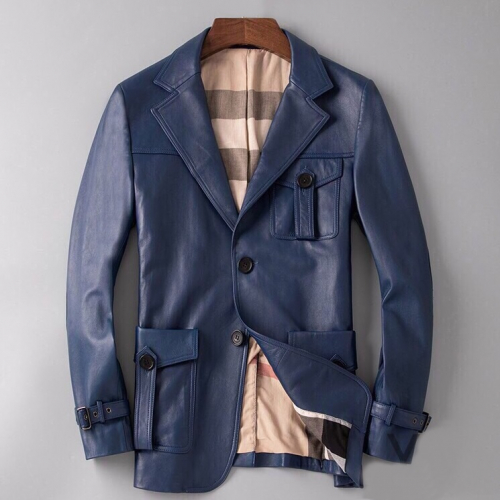 バーバリーメンズカジュアルレザージャケットr01453ブルー