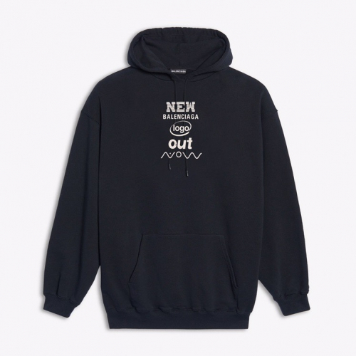 バレンシアガメンズオーバーサイズコットン起毛フーディl0338ブラック