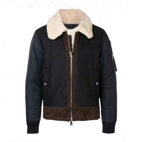 モンクレールメンズパッチグースダウンレザージャケットc01113.ブラック