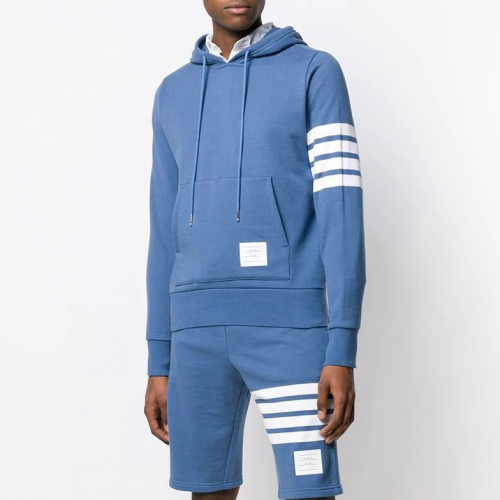 トムブラウンメンズストラップクルーネックコットンフーディm0400ブルー