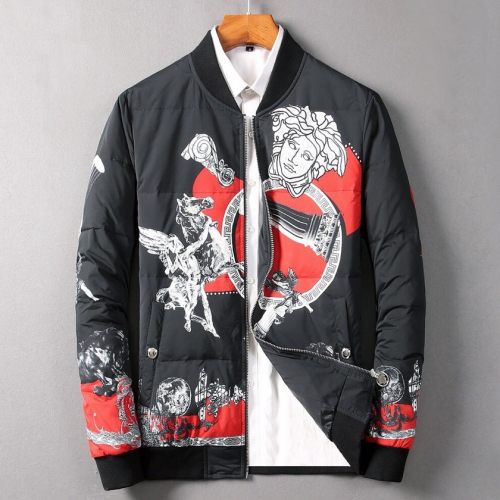 ヴェルサーチェメンズダックダウンジャケットr0378ブラック