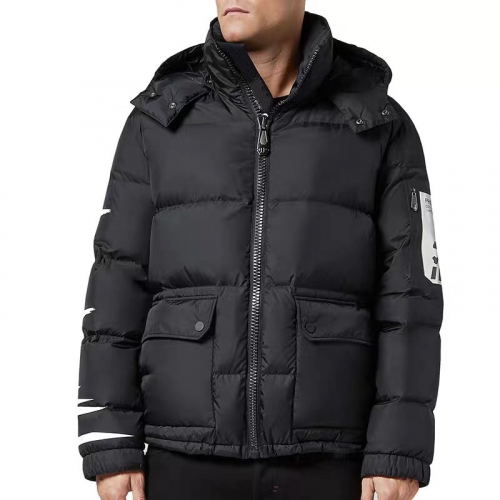 フィリッププレインメンズカジュアルダウンパディングi00822(ブラック/カーキ)