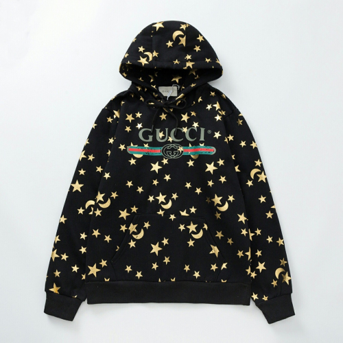 グッチメンズグリッターコットン起毛フーディc01693.ブラック