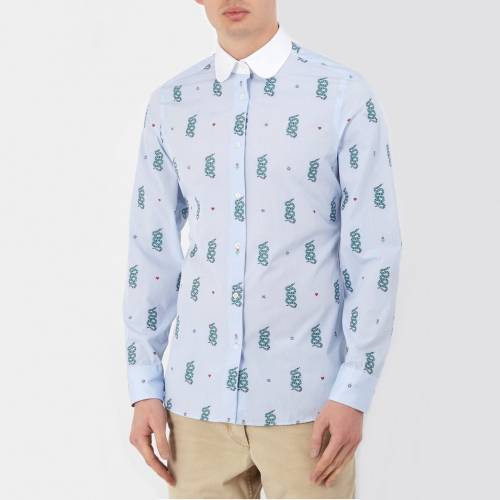 グッチメンズコットンシャツc01715スカイブルー