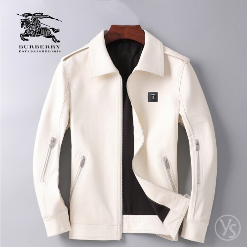 バーバリーメンズカジュアルレザージャケットr01544ホワイト