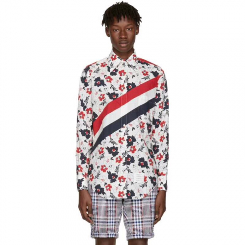 トムブラウンメンズストラップコットンシャツm0434レッド