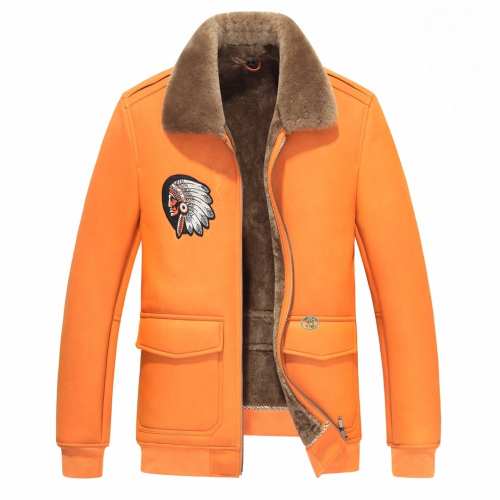 アルマーニメンズビジネスレザージャケットm0448オレンジ