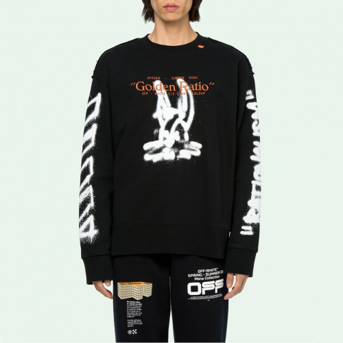 オフホワイトメンズオーバーサイズフーディf0237ブラック