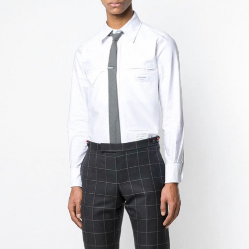 トムブラウンメンズストラップコットンシャツm0437.ホワイト