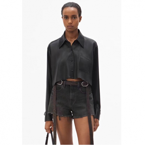 アレクサンダーワンレディーストレンディシルクシャツw0044ブラック