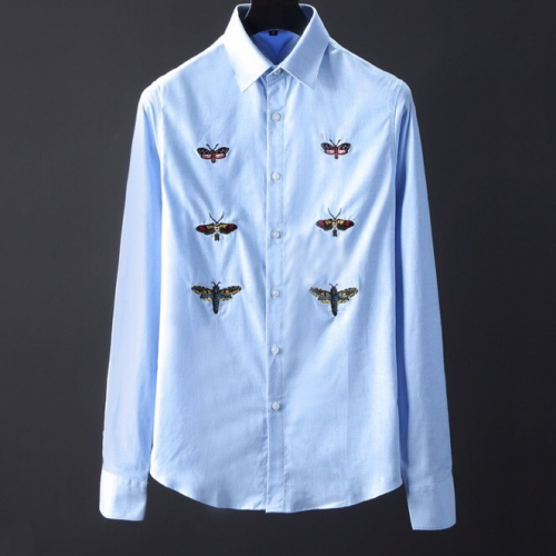 グッチメンズコットンシャツc01840ブルー