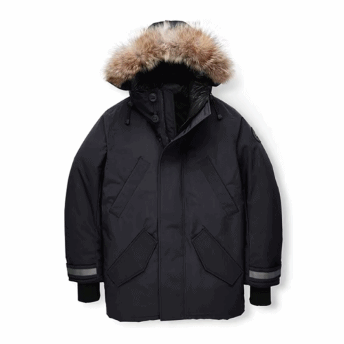 カナダグースメンズパッチカジュアルダックダウンパディングn0232.2(ブラック/アイボリー)