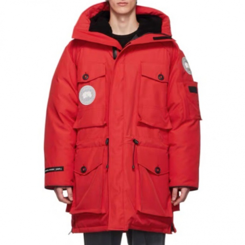 カナダグースメンズパッチカジュアルダウンジャケットn0234.2(ブラック/レッド)