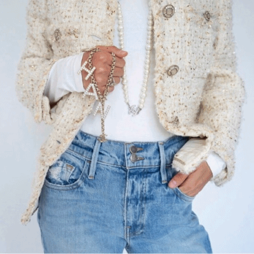 シャネルレディースラグジュアリーツイードジャケットa0508ホワイト