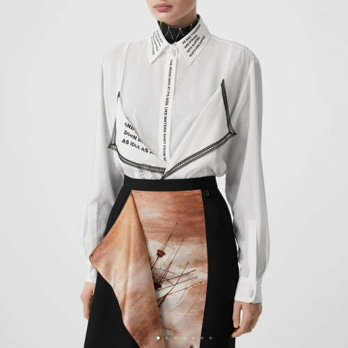 バーバリーレディースクラシックカジュアルシルクシャツr01770.2(ブラック/ホワイト)