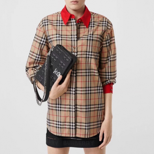 バーバリーレディースヴィンテージカジュアルコットンシャツr01771.キャメル