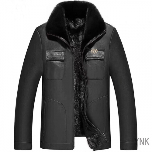 グッチグッチメンズミンクレザージャケットc01889ブラック