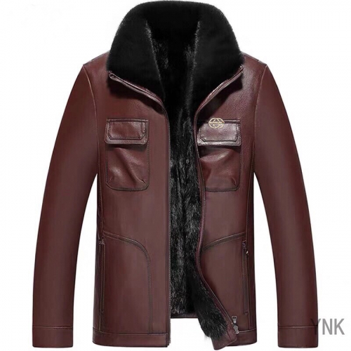 グッチグッチメンズミンクレザージャケットc01890ブラウン