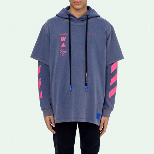 オフホワイトメンズオーバーサイズフーディf0296ブルー