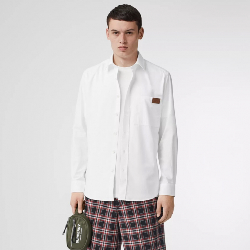 バーバリーバーバリーメンズクラシックカジュアルコットンシャツr01777.ホワイト