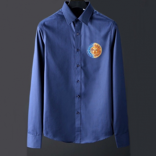 ヴェルサーチェヴェルサーチェメンズメデューサコットンシャツr0452ブルー