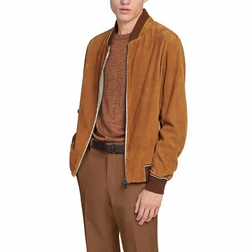 エルメネジルドゼニアメンズビジネスレザージャケットg0130ベージュ