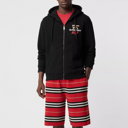 -バーバリーメンズカジュアルコットンジップアップフーディr01826.ブラック