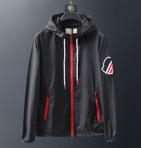 モンクレールメンズパッチカジュアルウィンドブレーカージャケットc01311.ブラック