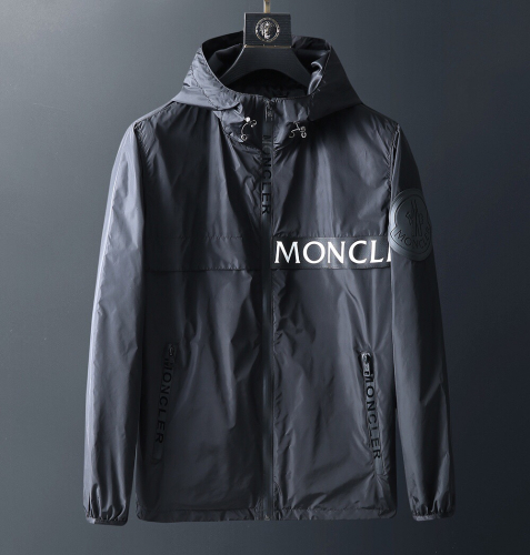モンクレールメンズパッチカジュアルウィンドブレーカージャケットc01315.ブラック