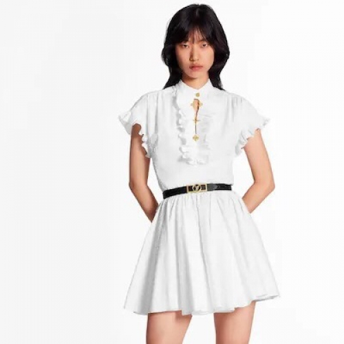 -ルイヴィトンレディーストレンディコットンワンピースu01520ホワイト