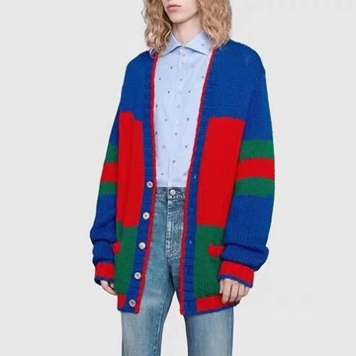 グッチメンズトレンディネックニットカーディガンc01955ブルー