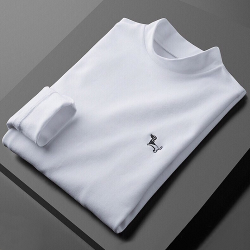 -トムブラウンメンズベーシックタートルネック長袖Tシャツm0473ホワイト