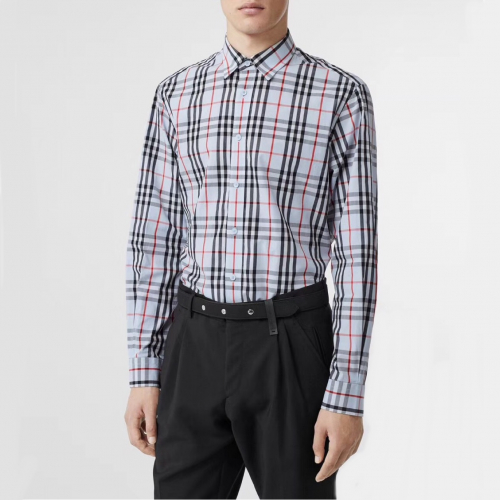 バーバリーバーバリーメンズヴィンテージカジュアルコットンシャツr01873.スカイブルー