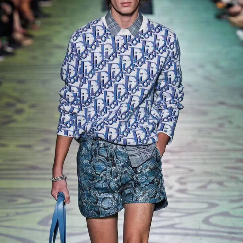 ディオール-ディオールメンズレトロクルーネックウールセーターo0492.ブルー