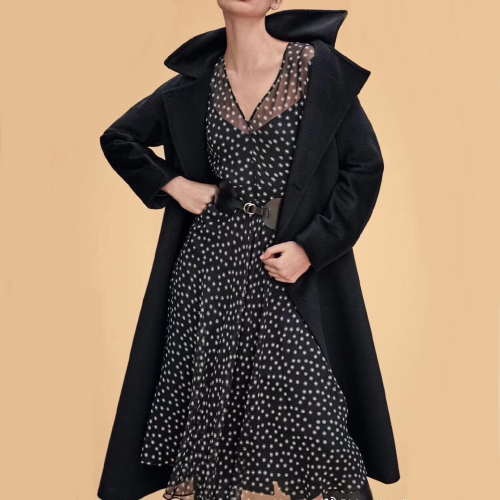 -マックスマーラレディーストレンディシルクワンピースx0053ブラック