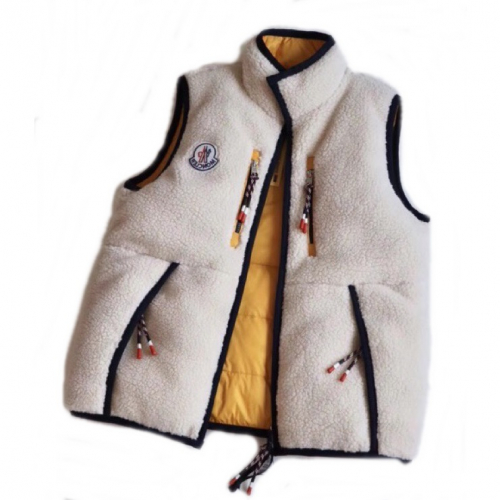 モンクレールモンクレールメンズパッチモダンフランネルダウン両面パディングベストc01334アイボリー