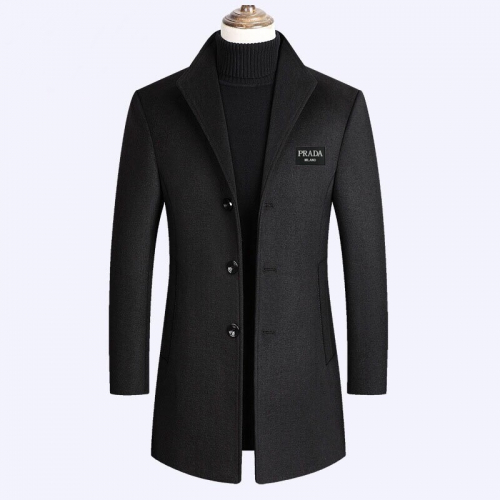 プラダメンズビジネスウールスーツジャケットa09042(ブラック/バーガンディ)