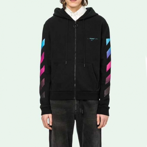 オフホワイト-オフホワイトメンズコットンジップアップオーバーサイズフーディf0311ブラック