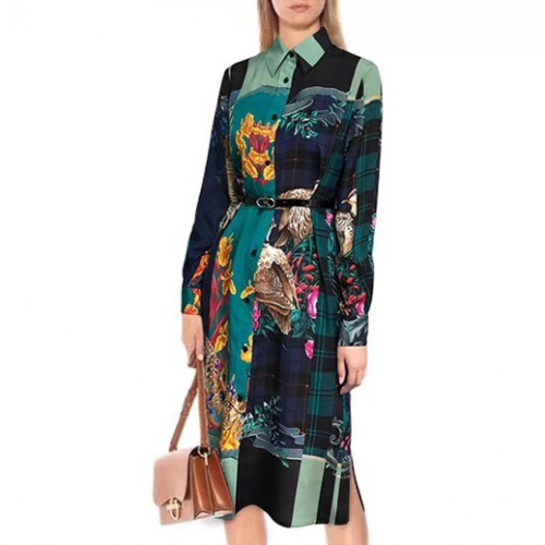 サルヴァトーレフェラガモレディーストレンディフラワーシルクロングシャツr0301グリーン