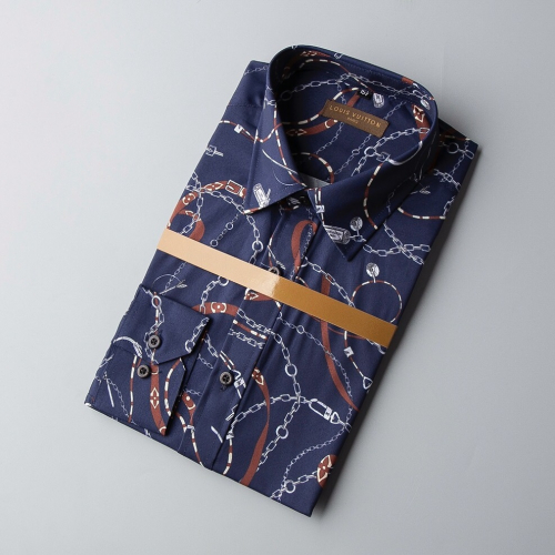 ルイヴィトンルイヴィトンメンズトレンディカジュアルコットンシャツu01540ブルー