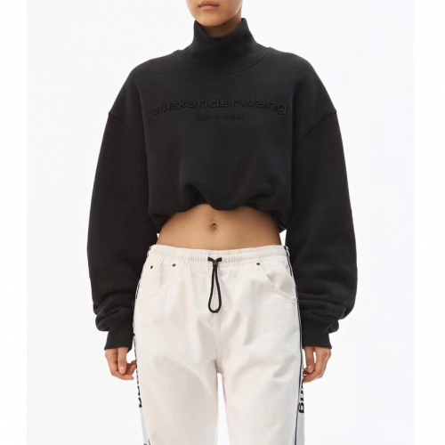 -アレクサンダーワンレディースタートルネックコットンスウェットシャツw00592(ブラック/ホワイト)