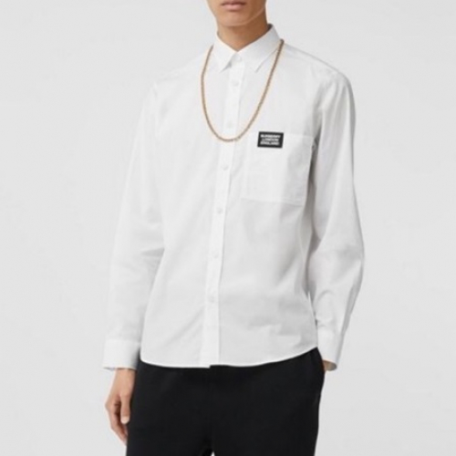 バーバリーバーバリーメンズクラシックカジュアルコットンシャツr01921.ホワイト