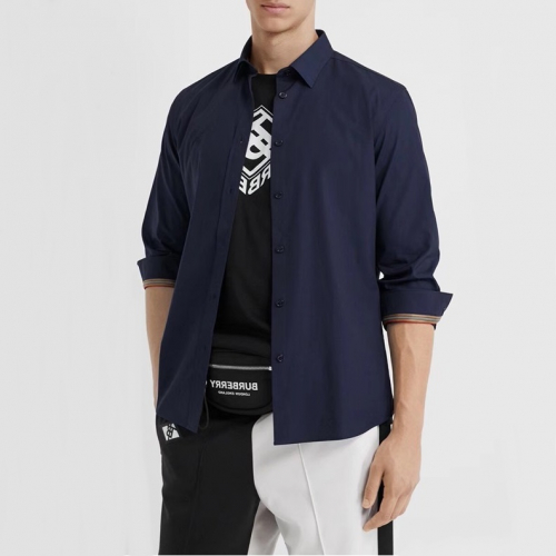 バーバリーバーバリーメンズクラシックカジュアルコットンシャツr01924.ネイビー