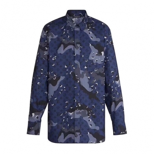 ルイヴィトンルイヴィトンメンズトレンディカジュアルシルクシャツu01554.2(ブルー/グレー)