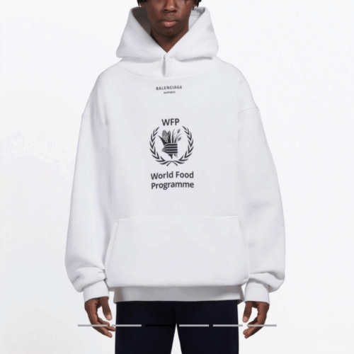 バレンシアガバレンシアガメンズオーバーサイズコットン起毛フーディl0449ホワイト