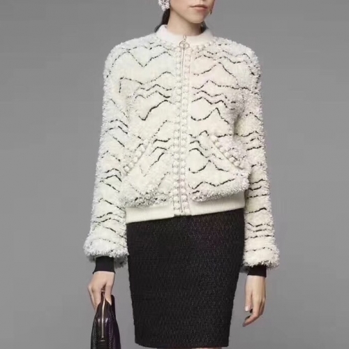 シャネル-シャネルレディースラグジュアリーキャメル-ヘアジャケットa0529ホワイト