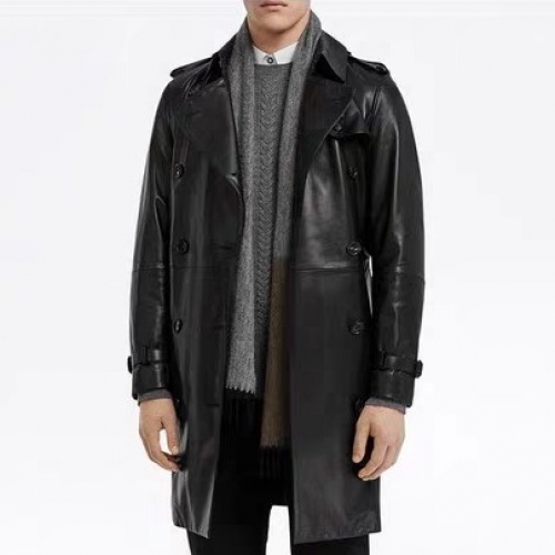 バーバリーバーバリーメンズヴィンテージレザートレンチコートr01947ブラック