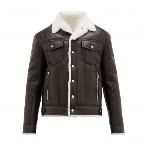 バルマン-バルマンメンズカジュアルキャメル-ヘアレザージャケットm0086ブラック