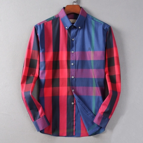 バーバリーバーバリーメンズクラシックカジュアルコットンチェックシャツr01960ブルー