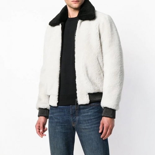 オフホワイトメンズカジュアルフランネルジャケットf0318ホワイト